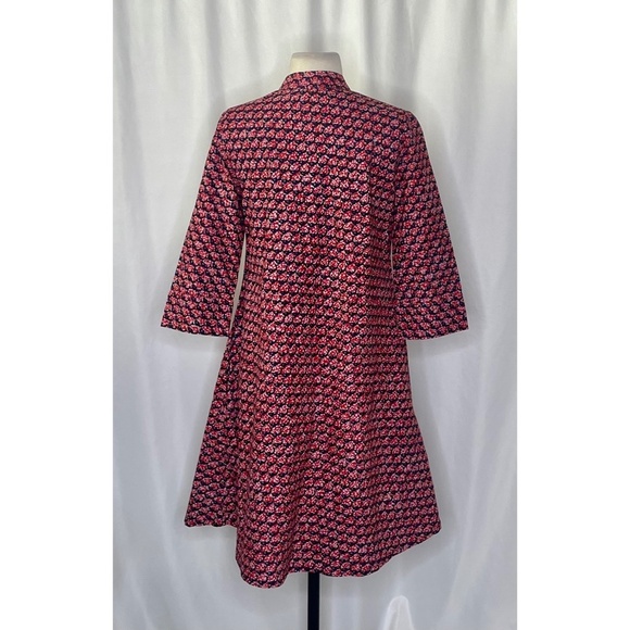 ZURI Batik Schooled Fish Print A-Line Dress Art To Wear Button Down Kenya XS - Picture 7 of 12